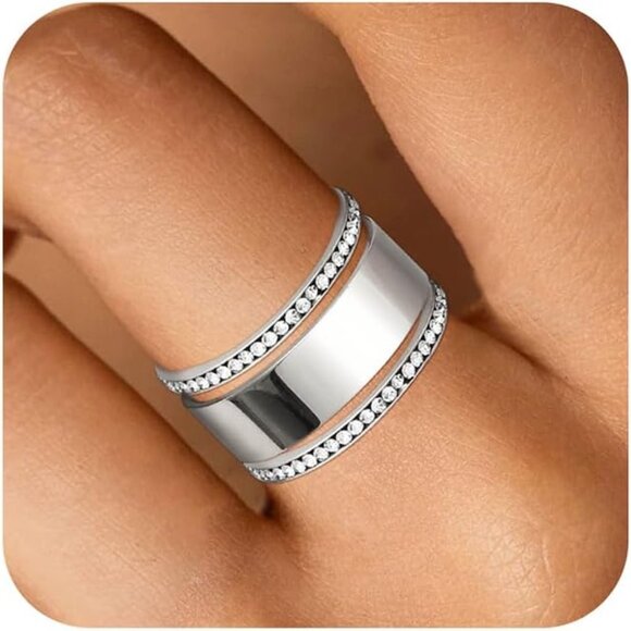 Brilliant 3-Piece Stacking Ring Set for Ouras Gen 4/3 - Size 7 Silver Jewelry - Picture 1 of 5